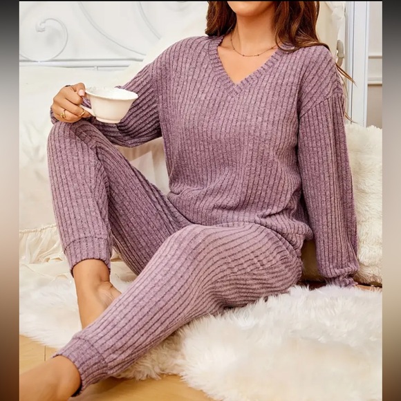Long sleeve ribbed lounge set - Picture 2 of 2